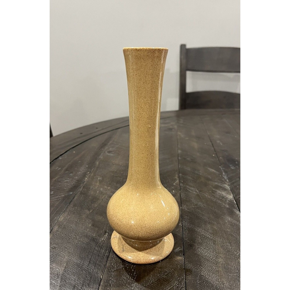 Haeger Pottery Vtg Brown Speckled Flower Bud Vase 8.25" #304 USA